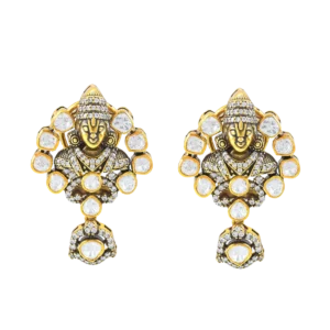 Silver Gold Plated Stone Earring